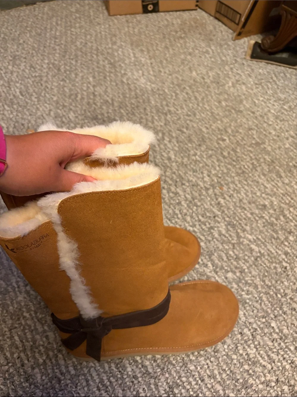 Koolaburra Chestnut Suede Shearling-Lined Winter Boots